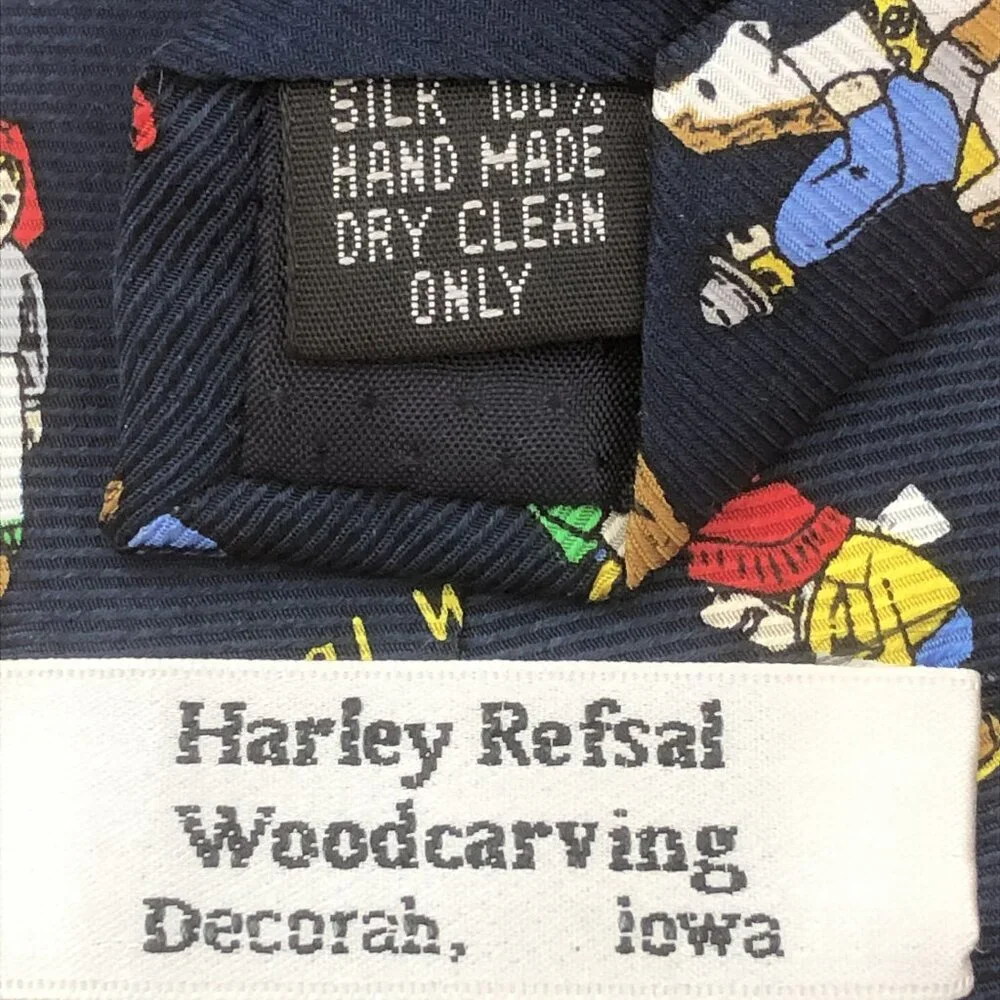 Harley Refsal Woodcarving Silk Tie – Decorah Iowa Folk Art Handmade Tie
